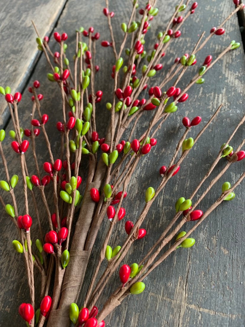 25 Red Green Berry Pep Stem – Florist Wreath Supply
