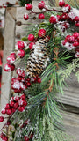 5' Faux Flocked Pine and Berry Garland