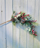 42" Snowy Pine Stem with Berrys and Pine Cones