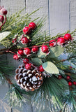 42" Snowy Pine Stem with Berrys and Pine Cones