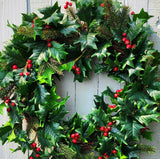 24" Natural Touch Holly Grapevine Wreath