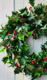 24" Natural Touch Holly Grapevine Wreath