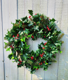 24" Natural Touch Holly Grapevine Wreath