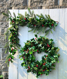 24" Natural Touch Holly Grapevine Wreath