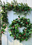 48' Natural Touch Holly Berry Garland