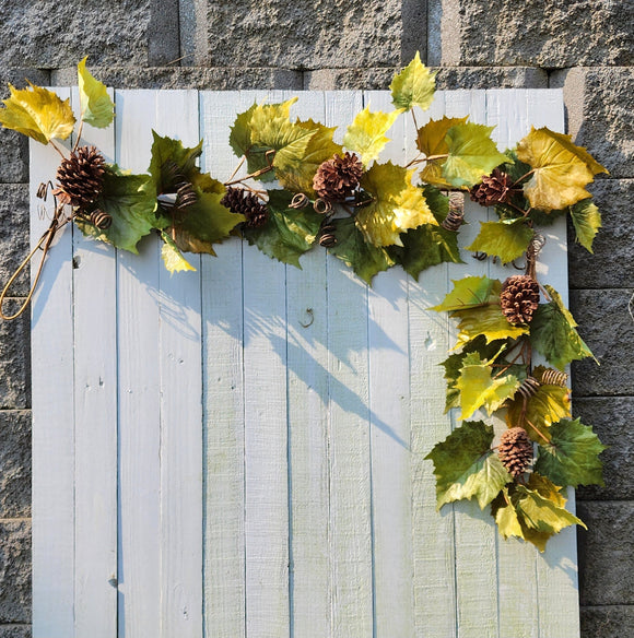 6' Grape Leaf and Pine Cone Garland