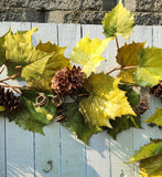 6' Grape Leaf and Pine Cone Garland