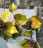 6' Grape Leaf and Pine Cone Garland