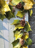 6' Grape Leaf and Pine Cone Garland