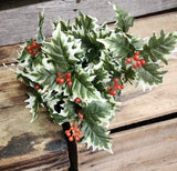 19" Faux PVC Holly Bush