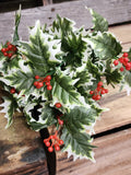 19" Faux PVC Holly Bush