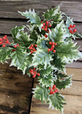 19" Faux PVC Holly Bush