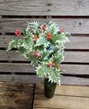 19" Faux PVC Holly Bush