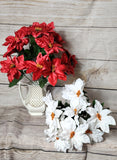 Medium Silk Poinsettia Bush in Red or White