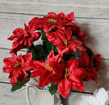 Medium Silk Poinsettia Bush in Red or White