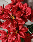 Medium Silk Poinsettia Bush in Red or White