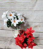 Medium Silk Poinsettia Bush in Red or White