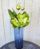 12" Green Glitter Magnolia and Pear Pick