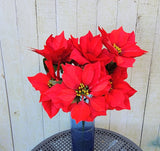 19" Red Poinsettia Bush x7 Heads