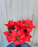 19" Red Poinsettia Bush x7 Heads