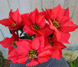 19" Red Poinsettia Bush x7 Heads