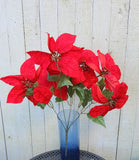 19" Red Poinsettia Bush x7 Heads