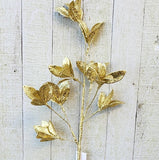 28" Gold Glitter Leaf Stem