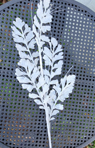 29" White Glitter Sequin Forest Fern Spray