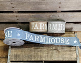 3 COLORS - 2.5" 10 yards FARMHOUSE Wired Canvas Ribbon