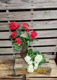 18" Silk Geranium Bush Red or Cream