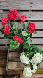 18" Silk Geranium Bush Red or Cream