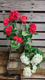 18" Silk Geranium Bush Red or Cream