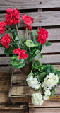 18" Silk Geranium Bush Red or Cream