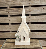 18" Wooden Church with LED lights