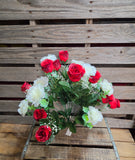22" Red Rose and White Carnation Bush