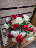 22" Red Rose and White Carnation Bush