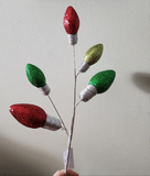 17" Glitter Christmas Light Bulb Pick