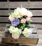 20" Peach Pink and Green and Lavender Rose Hydrangea Bush x14