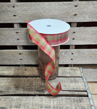 1.5" Red and Green Plaid Wired Ribbon 50 yd Roll