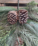 30" Flocked Mixed Pine and Pinecone Teardrop