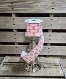 2.5" Satin Wired Ribbon with Pink Bows 10yd Roll