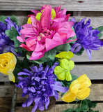 18" Silk Mum and Rannuculus Bush x 9