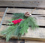 16" Mixed Pine Berry and Pinecone Stem