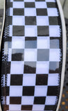 2.5" Black and White Checkered Ribbon 50yd Roll