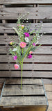 26" Handwrapped Poppy Fern Stem Purple and Pink