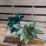 24" Velvet Wired Poinsettia Stem