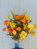 30" Silk Fall Yellow and Orange Bush x38