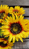 18" Yellow Sunflower Bush x 7