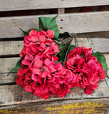 19" Red Glitter Hydrangea Bush X5