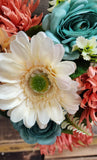 23" Brown Rust Teal Mum Rose Gerber Daisy Bush x14